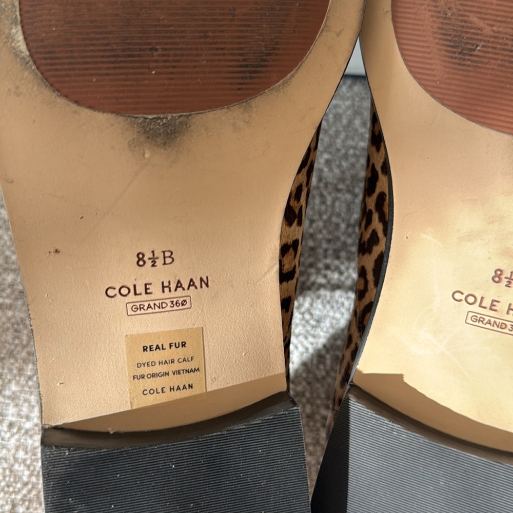 Cole Haan Women's Oxford Leopard Real Fur Size 8.5 - Picture 3 of 5